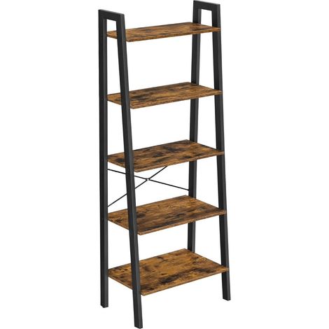 Dunkelbraunes Regal für das Wohnzimmer, schmales rustikales Bücherregal BEGRYF 56x34x172 (1/5)