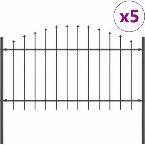 Maison Exclusive - Gartenzaun 5 pcs Grau 170 x 140 cm Pulverbesch