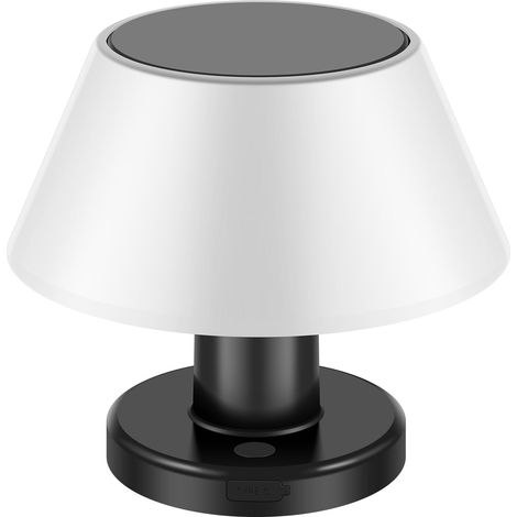 Lampe de table solaire rechargeable USB, lampe de table moderne étanche IP65, sans fil, 4 modes d'éclairage réglables, lampe de chevet LED pour terrasse, jardin, chambre, salon