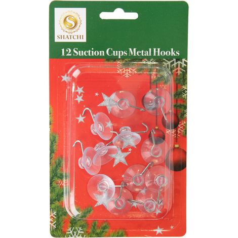 12Pcs Suction Cups Metal Hooks 2.3cm (1/5)