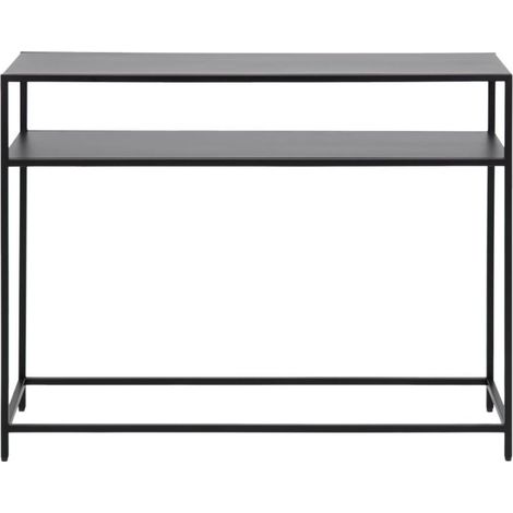 Console rectangulaire double plateau en métal noir L100 - CASSIA (1/10)