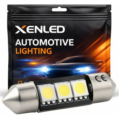 1 x AMPOULE 3 LEDS SMD CANBUS - Navette C5W - C7W 37mm 12V Lampe de signalisation BLANC (1/5)