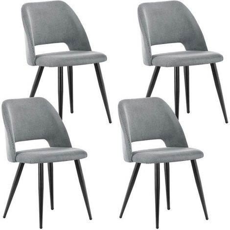 Chaise salle à manger - WAFTING - Lot de 4 - Velours rembourrées - Pieds métal - Style scandinave (1/5)