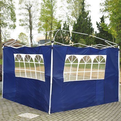 2 Paredes Laterales para Carpas de 3 x 3 m, 300x200 cm, Paredes Laterales de Repuesto para Cenador de Tela Oxford con Ventana, para Jardín, Exteriores, Fiestas, Azul (1/5)