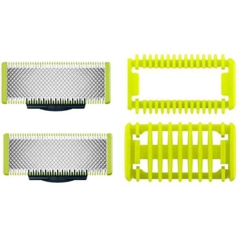 Lames de rasoir QP250/50, lames de rechange humides et sèches, lame de rasoir pour hommes 2 lames,1 peigne corps,1 peigne visage (1/4)