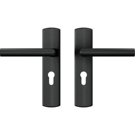 Kit de ferrures de porte Milan - Poignée de porte avec bouclier - Noir (1/5)