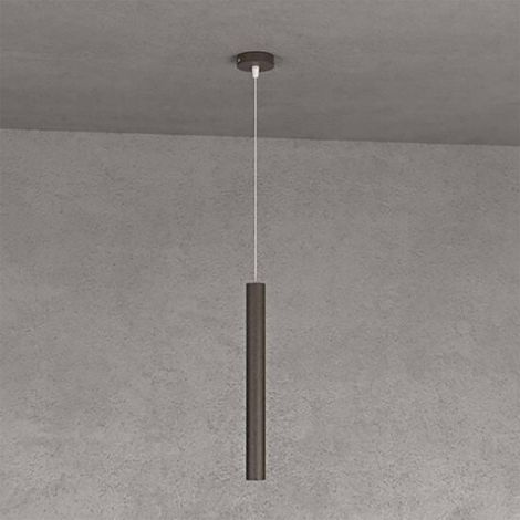 Lampadario top light round tube 1174 s1 gu10 led cilindro metallo moderno, finitura metallo marrone