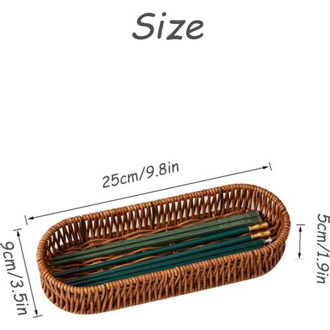 Panier de rangement en rotin synthétique 3 pièces, support tressé pour ustensiles de cuisine, boîte de rangement tressée pour fourchettes et cuillères, ensemble de rangement pour couverts, pour tiroir (1/5)