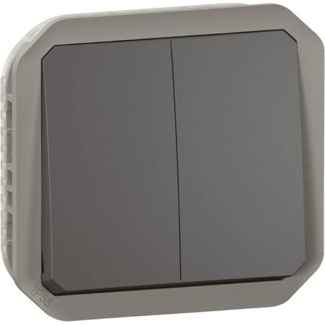 Double interrupteur ou poussoir - Composable - Anthracite - Plexo - 069805L - Legrand