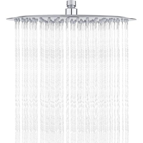Tete de Douche Inox - Douche Economie d'Eau, Pommeau de Douche Ronde 30CM, Tete de Douche Pluie Universelle Filetage 1/2 Pouce, Rotatif 360°, Inclinable 30°, Facile à Installer et à Nettoyer