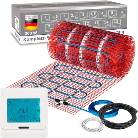 VILSTEIN© Elektrische Fußbodenheizung  200W/m² TWIN Technologie Elektro  Komplett-Set  10m² - 20m