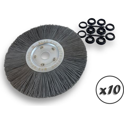 Lot de 10 brosses circulaires NYLON Abrasif Ø 300 mm Epaisseur 1 rang Carbure silicium Grain 240 Alésage 32 mm + réducteur bague 25/22/20/16/12 mm Touret ponceuse Kibros 211301KR240x10 (1/5)