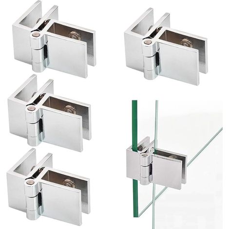 Set mit 4 verstellbaren, doppelseitigen 90-Grad-Glastürbändern aus Zinklegierung für Glasstärken von 5 mm bis 8 mm (1/5)