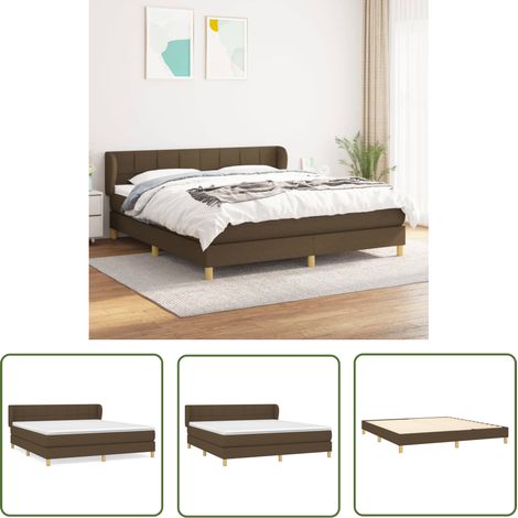 The Living Store Sommier à lattes de lit avec matelas Marron foncé 180x200 cm - Lit Double - Lit Tapissier - Literie - Chambre À Coucher - Matelas À Ressorts Ensachés (1/5)