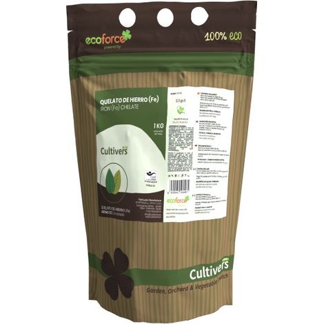 Chélate de fer 1 kg – Écologique – Prévention et correction carence fer – Compatible systèmes d'irrigation – Cultivers