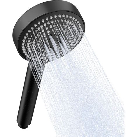 Pommeau de Douche Anti Calcaire, Pomme de Douche avec 6 Modes, Pommeau Douche Filtrant, Douchette Economie d'eau, Grande XXL(Φ130mm), Shower Head, Noir (1/5)