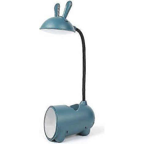 Lampe de bureau rechargeable USB Little Rabbit pour étudiants avec porte-stylo (bleue) - (1/5)
