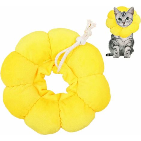 Collar isabelino, collar de recuperación para gatos, collar protector, ajustable, transpirable, con bordes suaves, collar protector para mascotas, girasol, S (1/4)