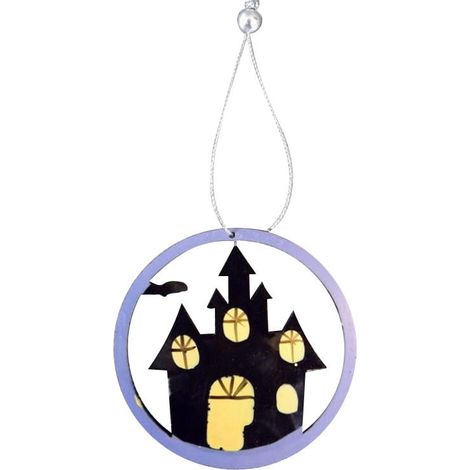 Ciondolo da collezione a forma di casa stregata nera, diametro 8 cm (1/2)