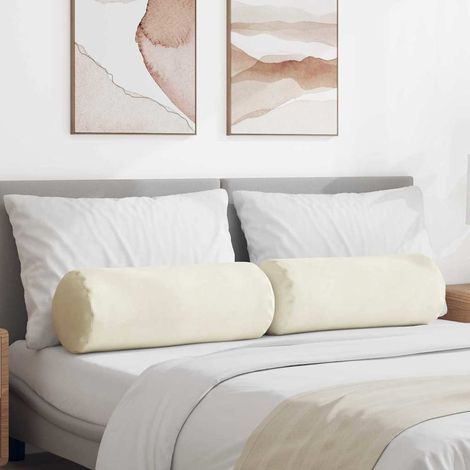 Bolsterkissen 2 Stück Creme Ø 25 x 70 cm Cordstoff