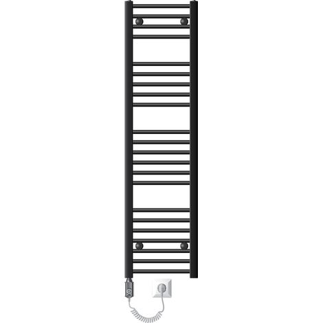 LuxeBath Elektrischer Badheizkörper Sahara 300x1400 mm Anthrazit gerade Seitenanschluss & Heizstab 1200W Thermostat & Digitalanzeige Handtuchheizkörper mit Heizpatrone, Handtuchwärmer Handtuchtrockner