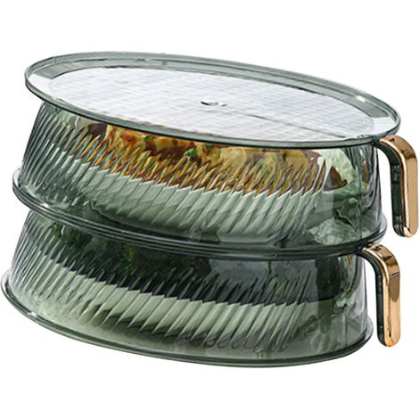 1 Couvert alimentaire isolant empilable multicouche en PET transparent vert anti-poussière pour maison restaurant (1/5)