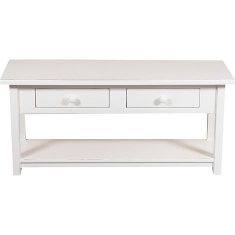 Country-style solid lime wood antiqued white finish W110XDP40XH50cm sized TV stand cabinet. Made in Italy (1/5)