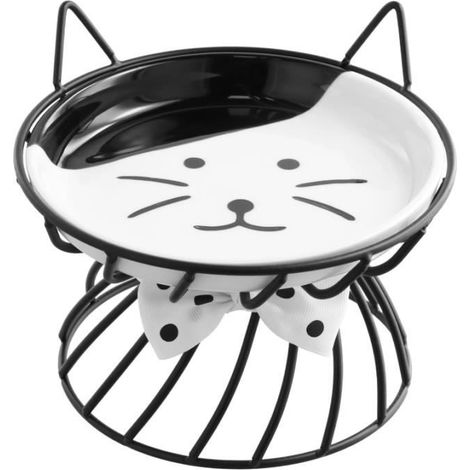 Gamelle Surelevee pour Chat Ceramique, Gamelle pour Chat Surélevée avec Support en Métal, Gamelle Chat Surélevée Gamelle Chat (1/4)