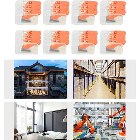 Lot de 20 borniers de câblage pour luminaires, borniers à connexion rapide sans vis PCT-663 orange (1/5)