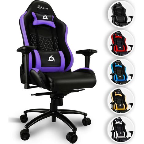 Gaming Stuhl mit 4D-Armlehnen, 170kg Belastbarkeit, ergonomisch mit Kissen, Lila (1/5)