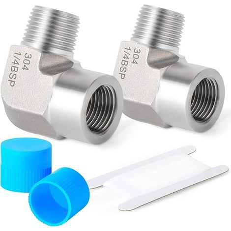 2 pièces 1/4 "femelle BSP x 1/4" mâle BSP filetage forgé en acier inoxydable 90 degrés coude connecteur SUS 304 raccords de tuyauterie (1/5)