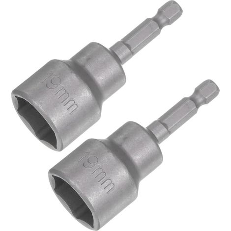 Lot de 2 clés à douille 19 mm, foret hexagonal magnétique 1/4", adaptateur de douille à six pans creux métriques, longueur 65 mm (1/5)