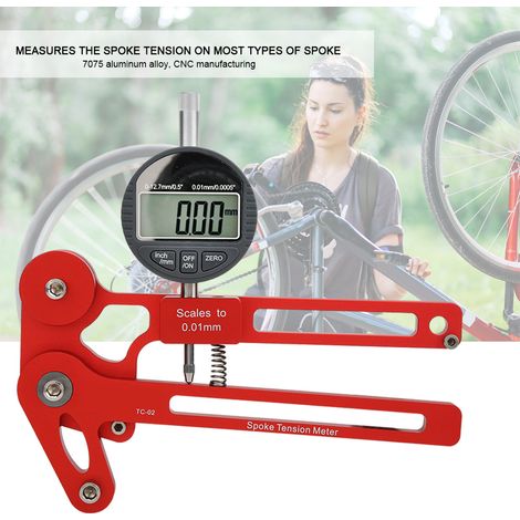 Outil de réparation de vélo : tensiomètre numérique pour rayons de vélo, mesure et réglage des roues (rouge) (1/5)