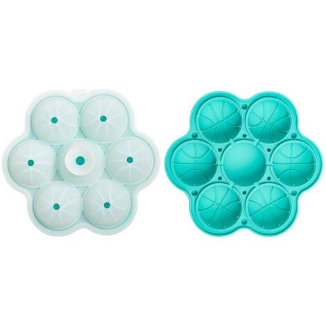 BUNTHAUS Moules à glaçons sphériques en silicone, lot de 7, 5 cm, pliables, anti-fuites, bleus, (1/3)