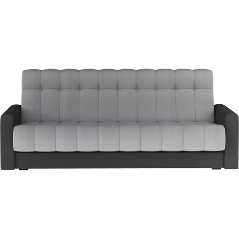 Canapé lit 3 places velours gris clair et gris foncé Barote 210cm (1/5)