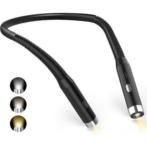 Lampe de Lecture de Cou, Lampe lecture Rechargeable au lit, Liseuse LED USB pour Voyager, Tricoter, Camping (1/5)