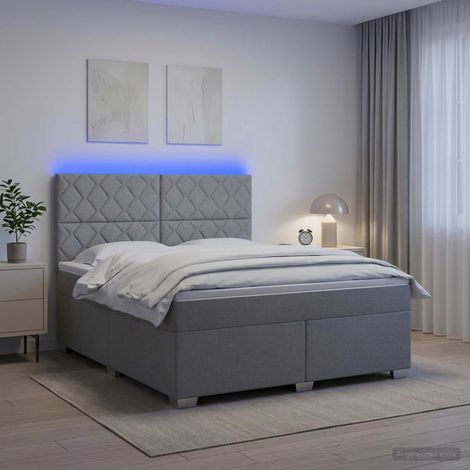vidaXL Lit boxspring avec matelas Gris clair 140 x 190 cm Tissu (1/5)
