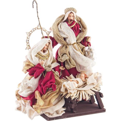Natività con vestiti in tessuto Bordeaux statue per presepe