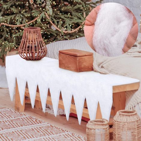 Couverture Neige Artificielle - 150 x 68 cm - Effet Sculpture Glace 3D - Pour Décoration Cheminée Noël - Blanc - 1 Pièce (1/5)