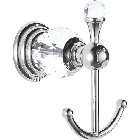 Kristallverchromte Handtuchhaken, Bademantelhaken, doppelte silberne Badezimmer-Kleiderhaken, moderne Wandmontage