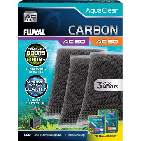 Pack ahorro carbón para filtro AquaClear Fluval AC - Pack de 3