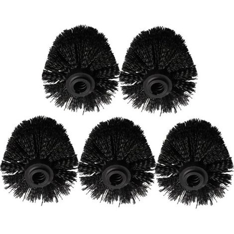 Têtes de brosse WC détachables - Noir - Têtes de brosse détachables - Lot de têtes de brosse WC - Têtes de brosse WC de rechange - Lot de 5 (1/5)