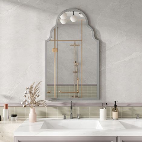 Miroir mural rectangulaire 61x101 cm argent HAVRYA (1/5)