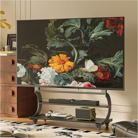 Support TV avec 2 étagères pour étagère Mobile de 50 à 100 Pouces (1/5)