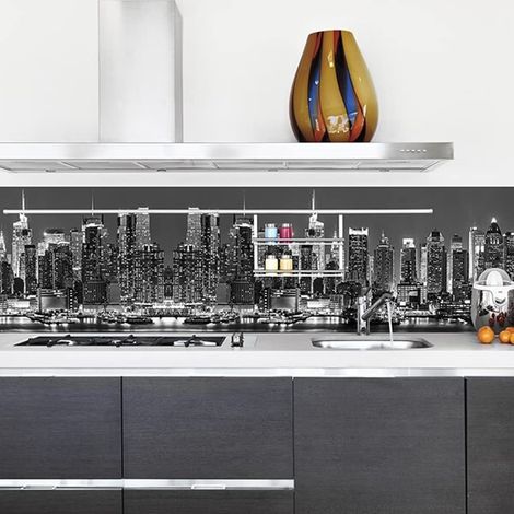 Crédence adhésive cuisine PVC 190x60cm Skyline Rouleau adhesif decoratif fabriqué en Italie, avec encre non toxique, ignifuge et résistant à l'eau (1/5)