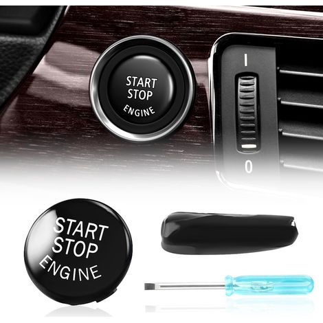 Start Stop Button, Engine Start Button Cover, Car Start Button Engine Ignition Switch Cover for E90 E91 E92 E93 E60 X1 E84 X3 E83 X5 E70 X6 E71 (Black) (1/5)