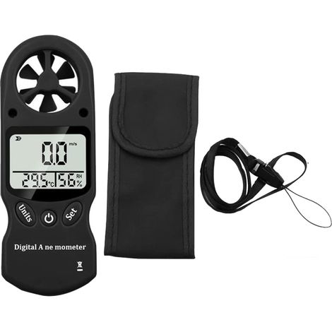 Hygromètre, Thermomètre à effet de serre, Thermomètre de jardin, anémomètre numérique LCD affichage Vent Speed Speed Compteur Température Humidité Compteur Noir