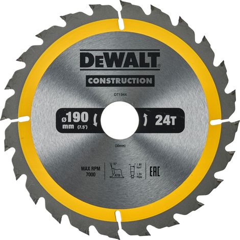 DeWalt dt1944 Circular Saege hoja handkr 190 x 30 mm, 24 dientes