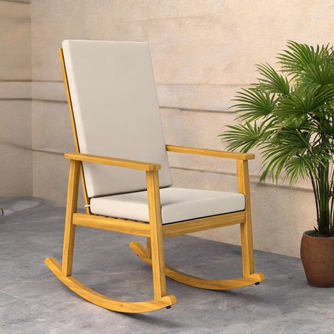 Fauteuil à bascule en bois d'acacia Polyester 89 x 60 x 107 cm (1/5)