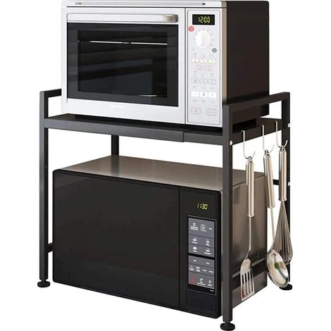 Supporto per forno a microonde, regolabile in altezza, design salvaspazio. (1/5)